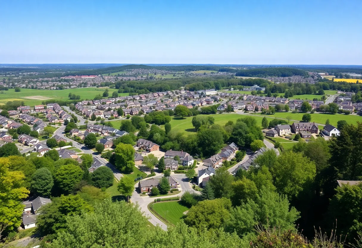 Scenic view of Chester County showcasing its residential developments and greenery.