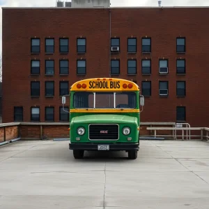 An empty rooftop previously housing the Eagles bus in Northeast Philadelphia