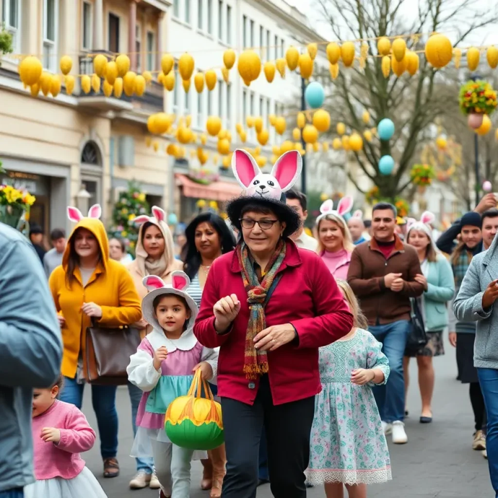 Families participating in the Easter Promenade in Philadelphia.