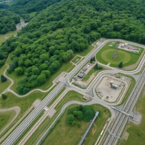 Aerial view of natural gas infrastructure in the Appalachian region