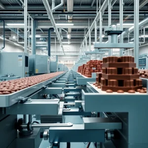 Inside the new Hershey factory showing automated chocolate production