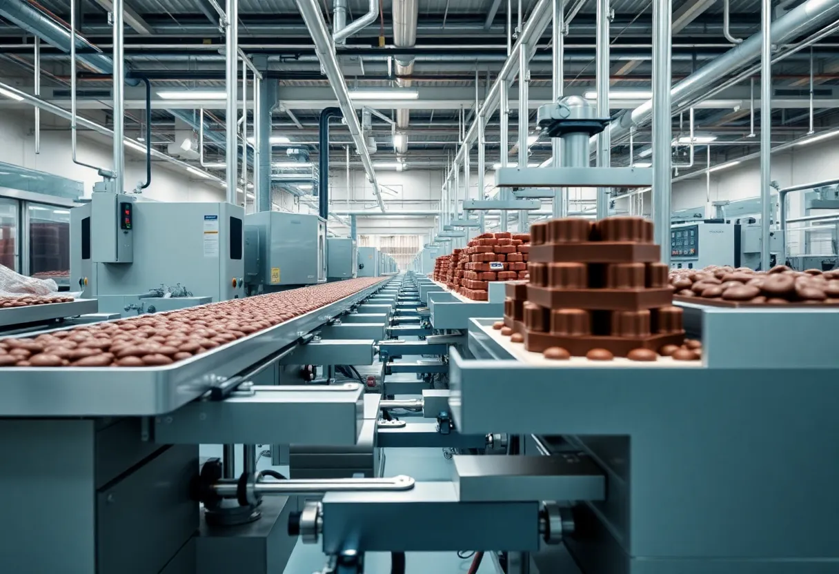 Inside the new Hershey factory showing automated chocolate production