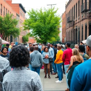Community gathering in Nicetown, Philadelphia showcasing resilience.