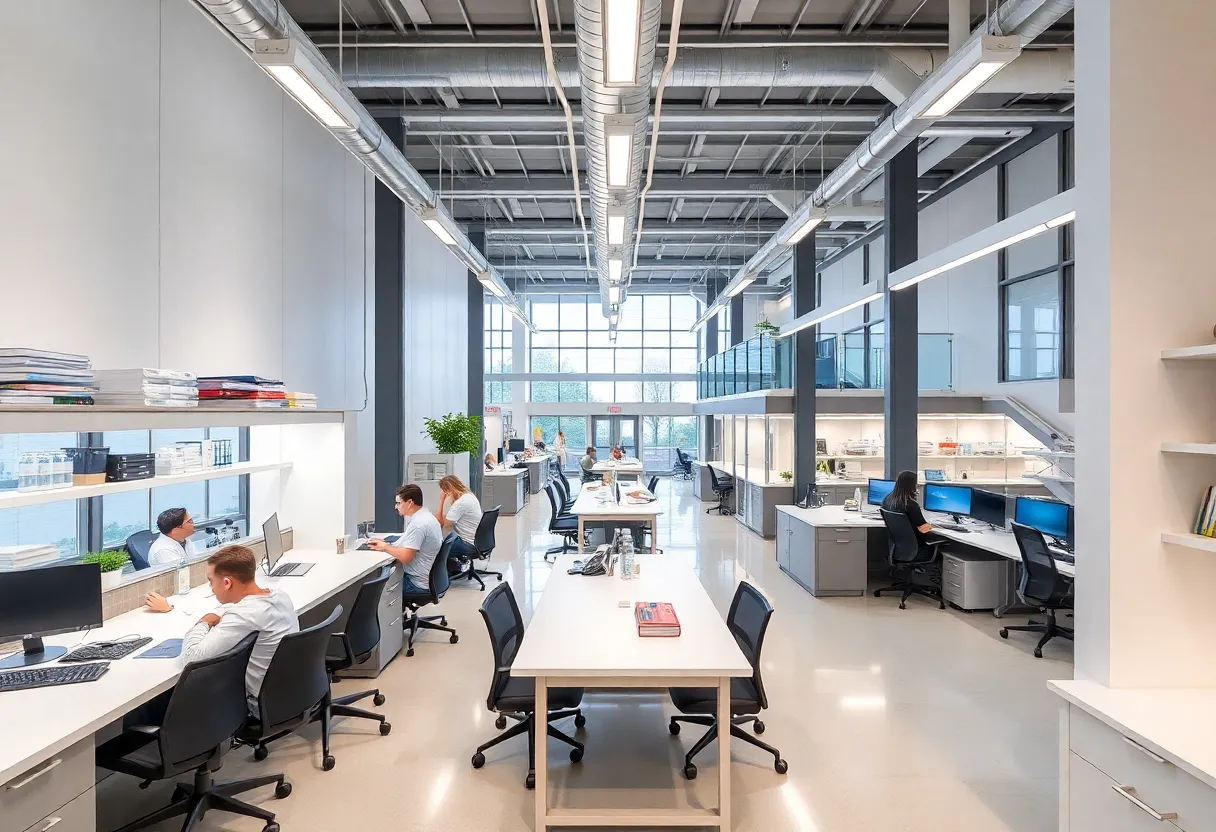 Exterior view of Pennsylvania Biotechnology Center in Doylestown, showcasing its modern architecture and inviting atmosphere.