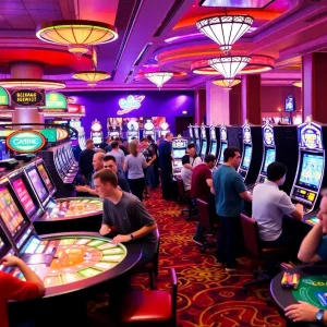 A lively casino floor in Pennsylvania with players engaged in gaming activities.