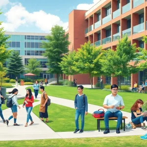 Students at a Pennsylvania college campus engaged in learning activities.