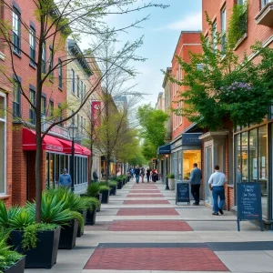 Revitalized Pennsylvania downtown area with active storefronts and improved infrastructure.