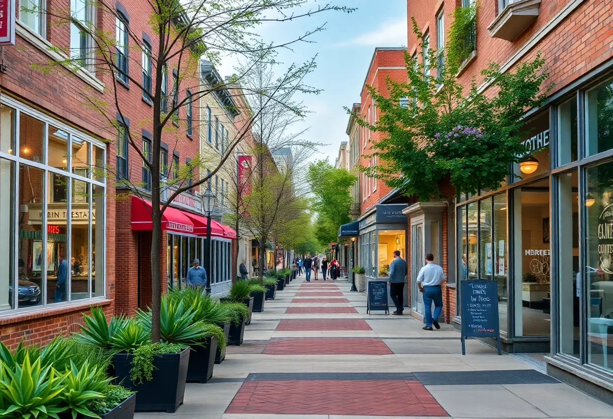 Revitalized Pennsylvania downtown area with active storefronts and improved infrastructure.