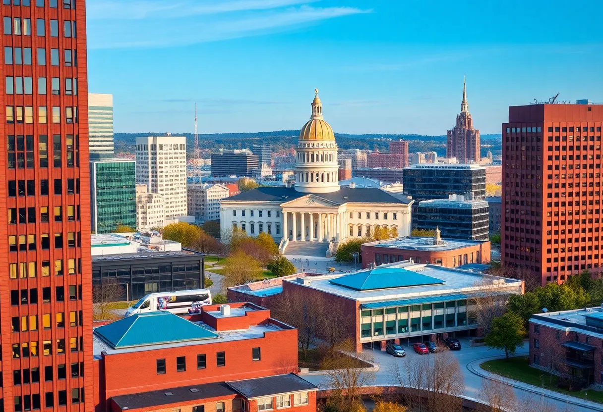 A lively city scene representing Pennsylvania's economic growth and innovation.