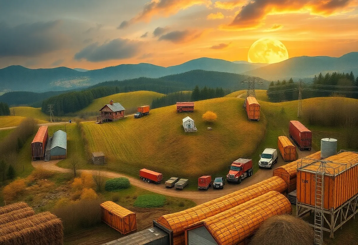 Illustration depicting the economic impact of tariffs on Pennsylvania's landscape