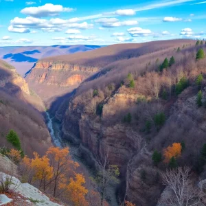 Scenic landscape view showcasing the beauty of the Pennsylvania Grand Canyon and Pine Creek Rail Trail.