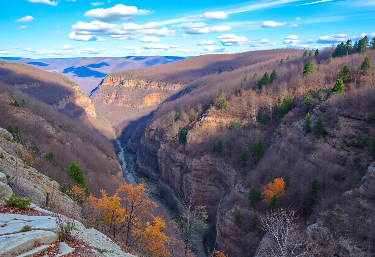 Scenic landscape view showcasing the beauty of the Pennsylvania Grand Canyon and Pine Creek Rail Trail.