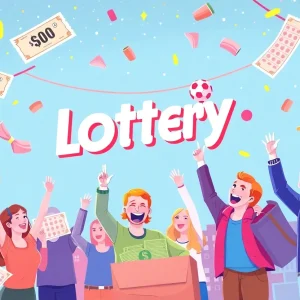 Illustration of a lottery drawing event showcasing tickets and cash prizes