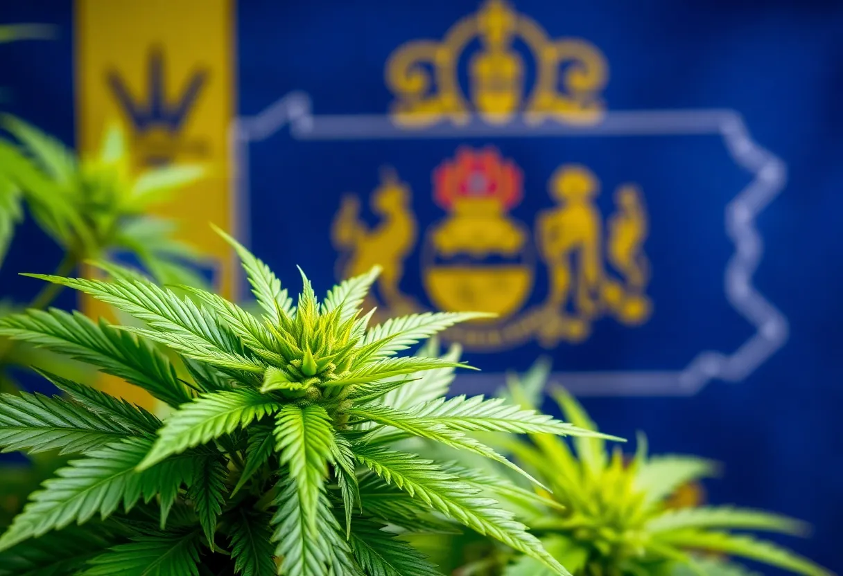 Cannabis plant with Pennsylvania state symbols