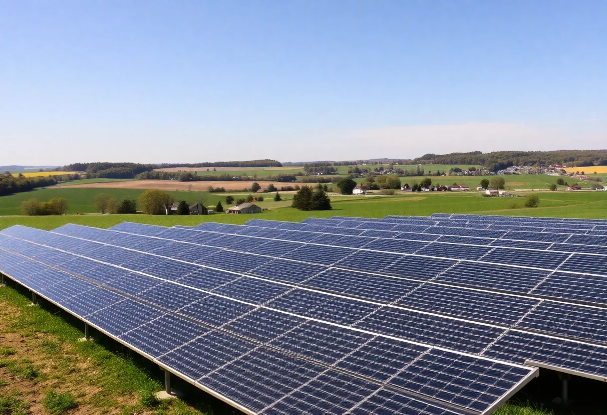 Solar panels in Pennsylvania with a blue sky