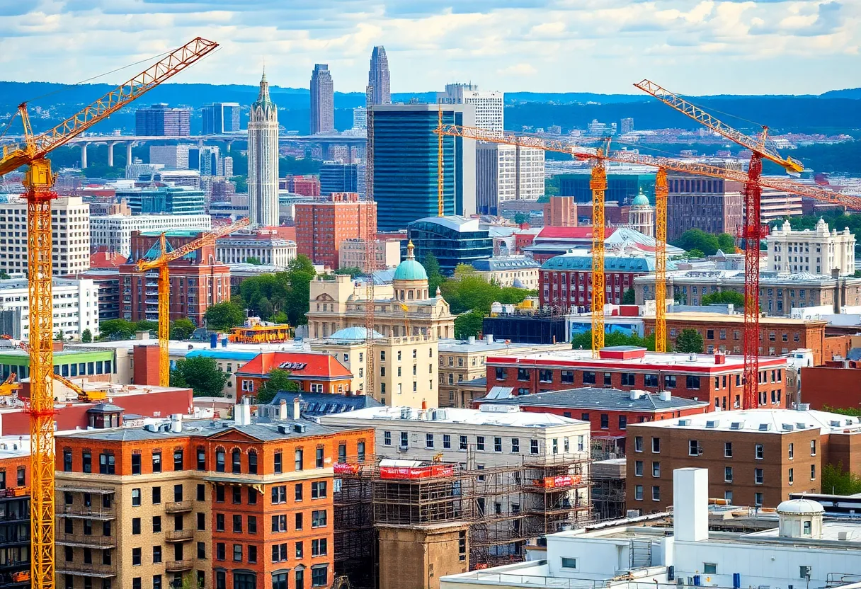 Construction sites in Philadelphia illustrating new housing initiatives