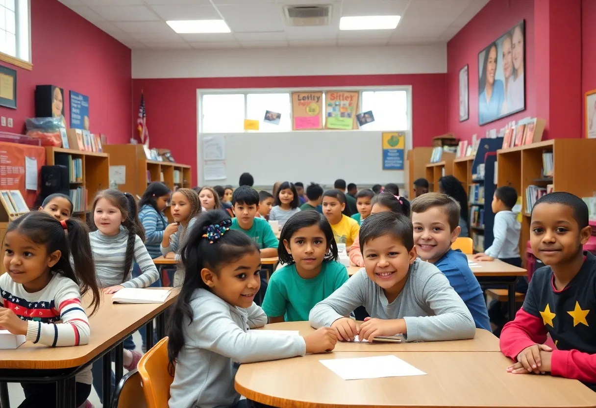 Students in a Philadelphia school engaged in classroom activities.