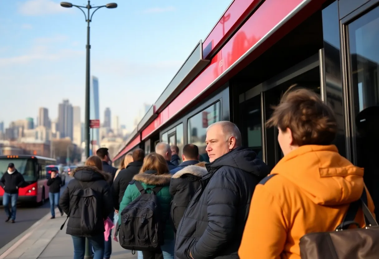 Commuters at a Philadelphia bus stop concerned about SEPTA service cuts.