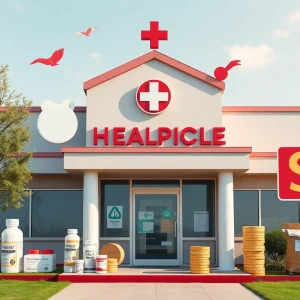 Graphic illustrating rising healthcare costs with symbols of medications and financial graphs