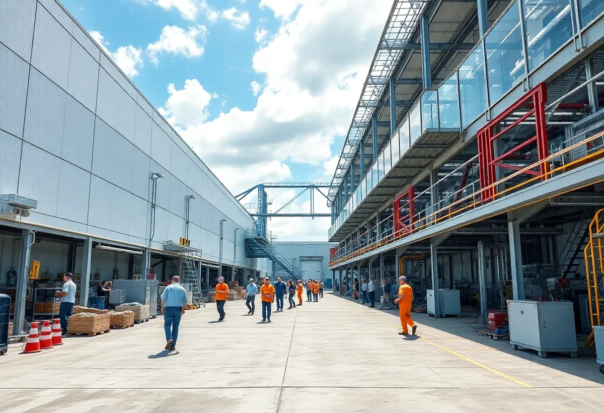 Rendering of a modern pharmaceutical manufacturing facility