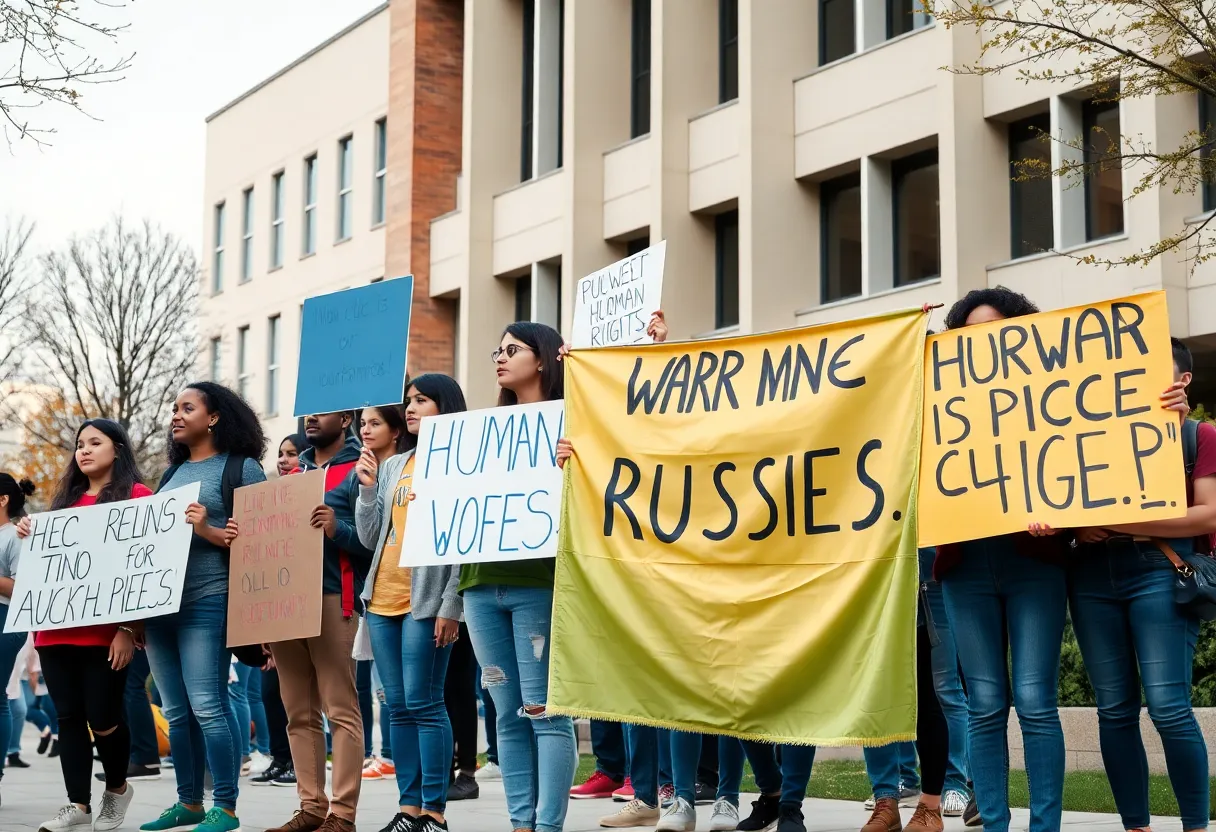 Students protesting for social justice on college campus
