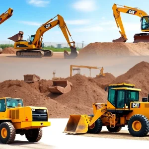 Construction equipment in Pennsylvania with state outline
