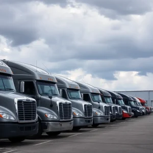 Fleet of trucks representing Turk Transportation in Carnegie, PA