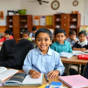 Diverse students learning in a classroom setting at Al-Aqsa Islamic School
