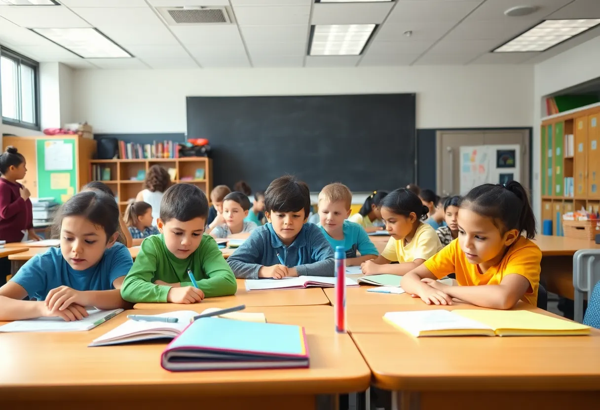 Students at a Pennsylvania school engaged in educational activities.
