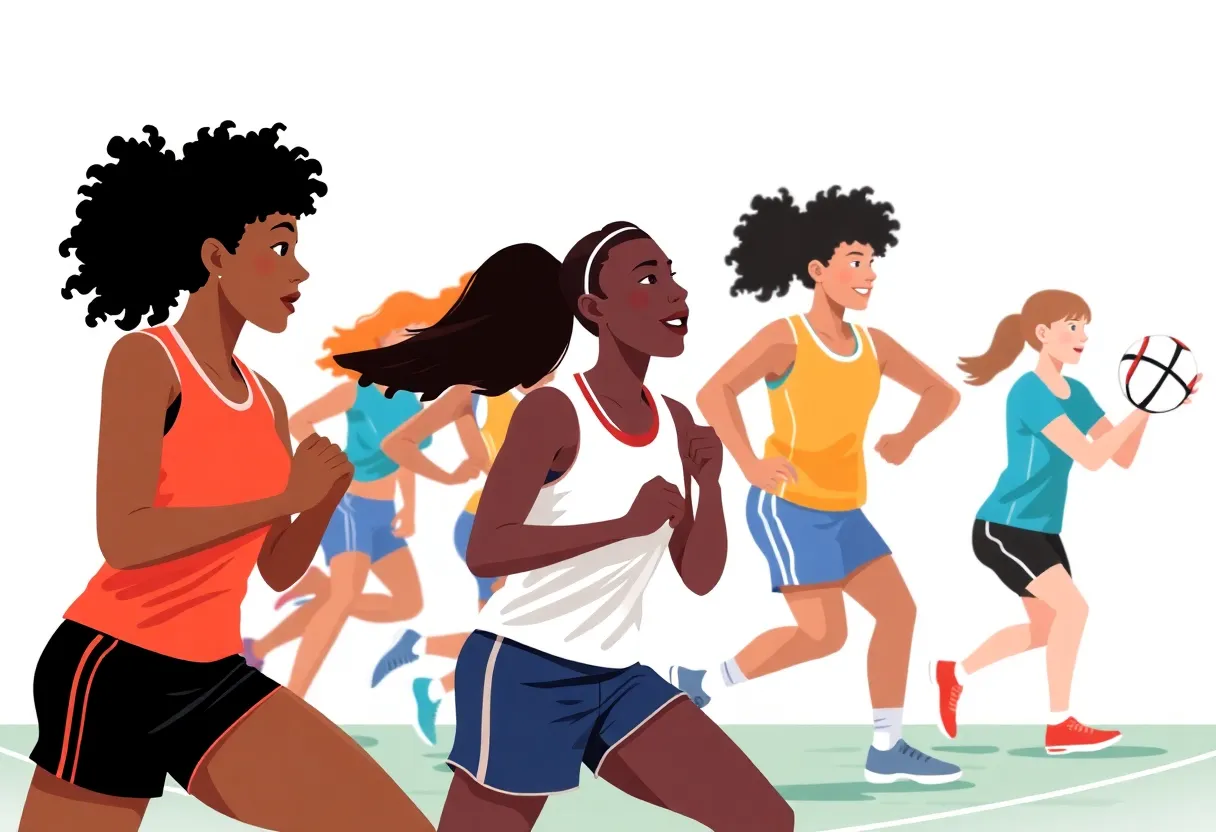 Diverse group of athletes competing in an athletic event.