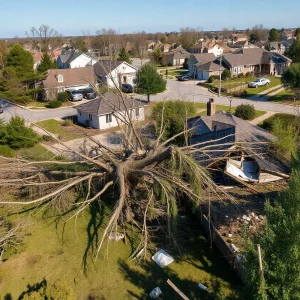 Suburban area in Atlantic County showing tornado damage