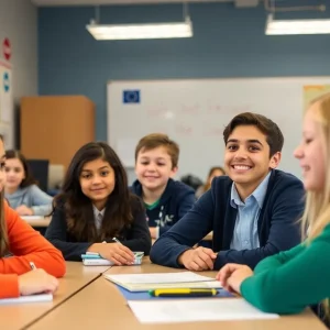 Teacher and students in a Bucks County classroom