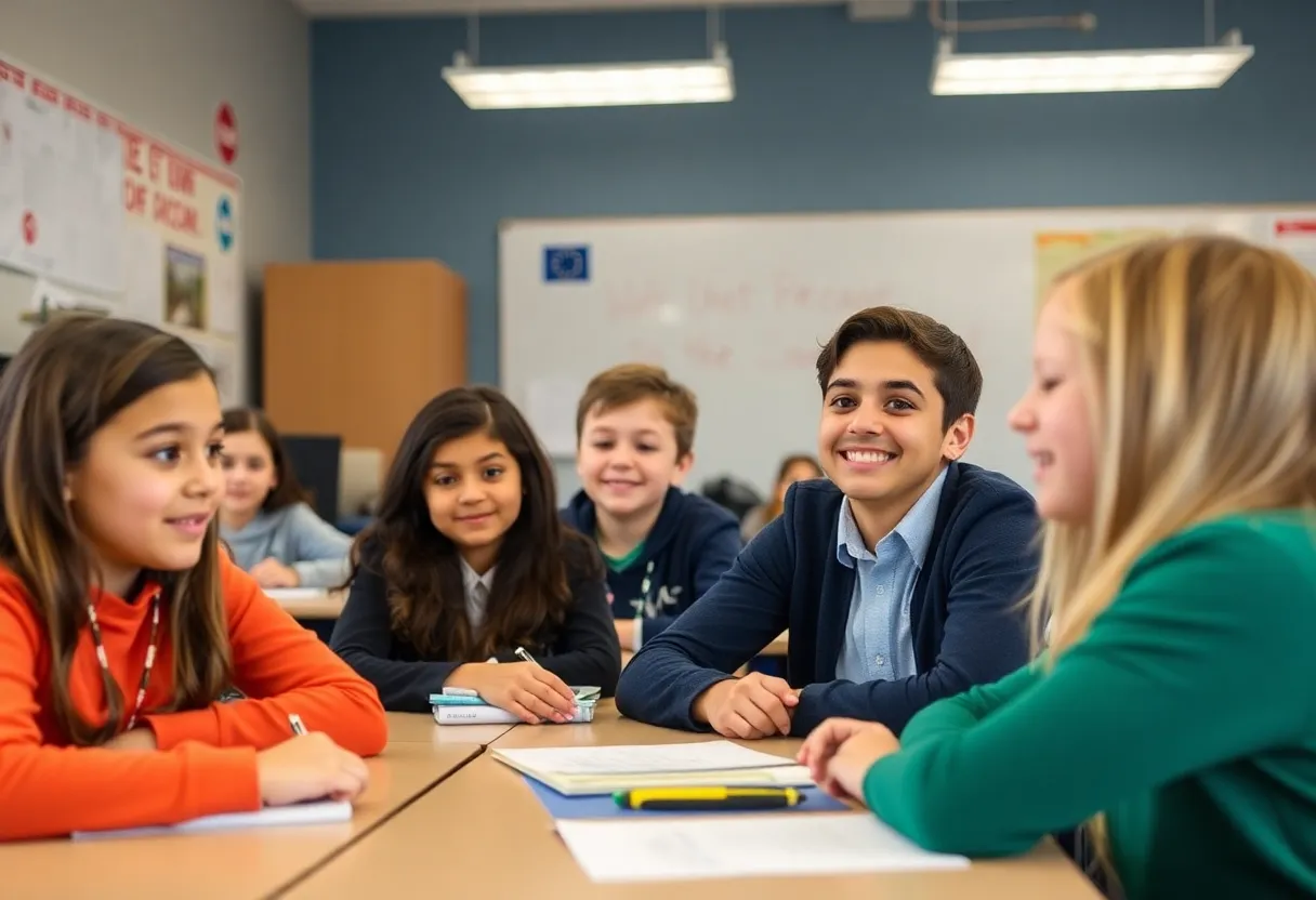 Teacher and students in a Bucks County classroom
