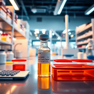 Biopharmaceutical lab environment with a focus on medication and corporate strategy
