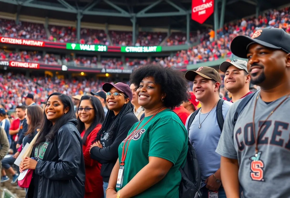 Baseball game at Citizens Bank Park emphasizing community engagement