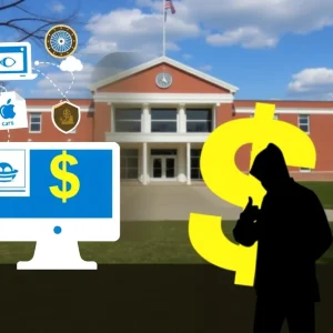 Visual representation of cyber fraud affecting a school district's finances.