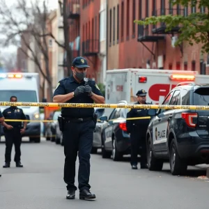 Police and emergency responders at a crime scene in Philadelphia