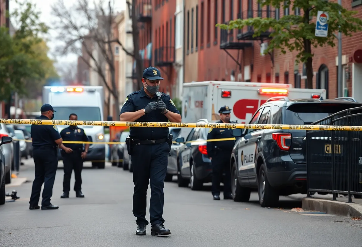 Emergency responders attend to a shooting scene in Philadelphia.