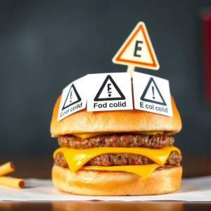 Warning sign about E. coli outbreak affecting Quarter Pounders