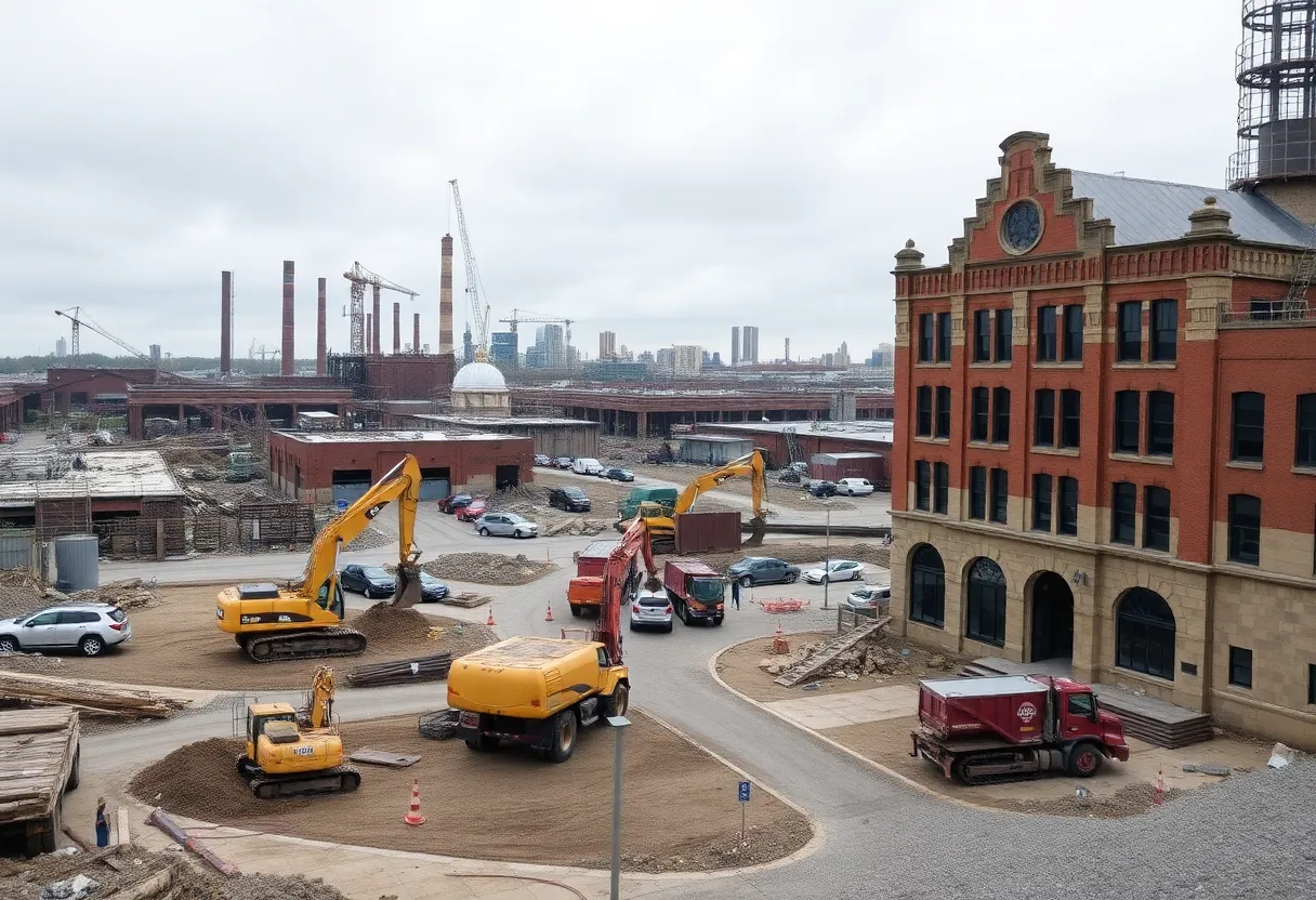 Image depicting the Frog Switch redevelopment site and ongoing construction efforts.