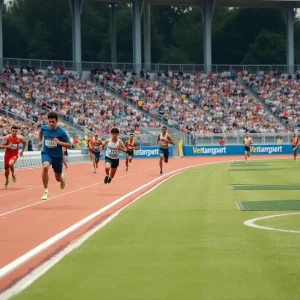 Athletes competing at the Grand Slam Track event in Philadelphia