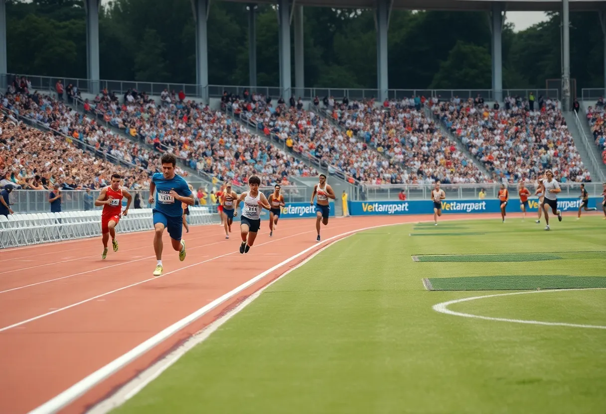 Athletes competing at the Grand Slam Track event in Philadelphia