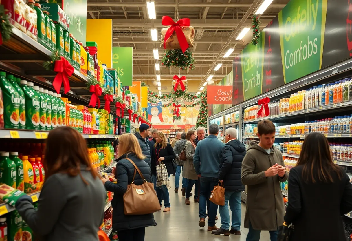 Shoppers in a Philadelphia grocery store during the holiday season