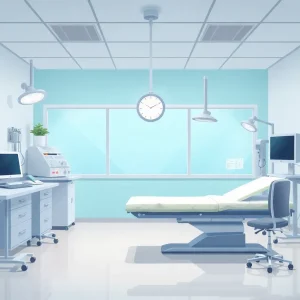 Examination room in a hospital with medical equipment