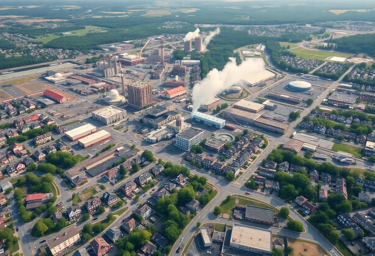 Aerial view of Lehigh Valley with visible pollution indicators