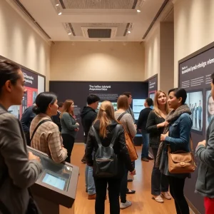 Visitors engaging with interactive displays at the Let’s Talk Exhibit