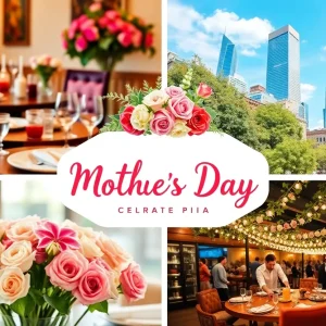 A collage showcasing various Mother's Day events and activities in Philadelphia.