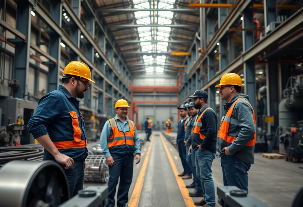 Advanced American steel manufacturing facility with diverse workforce