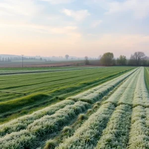 Frosty Ohio landscape during late May cold snap