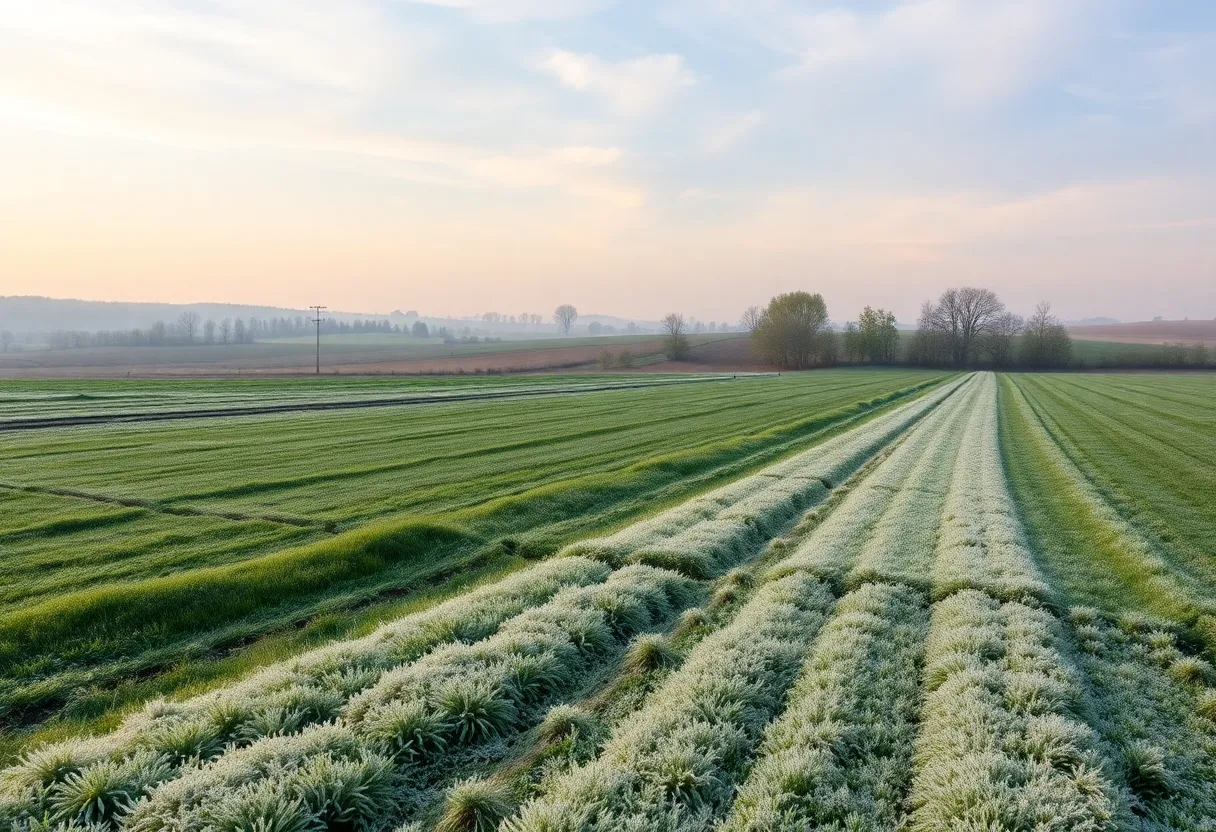 Frosty Ohio landscape during late May cold snap